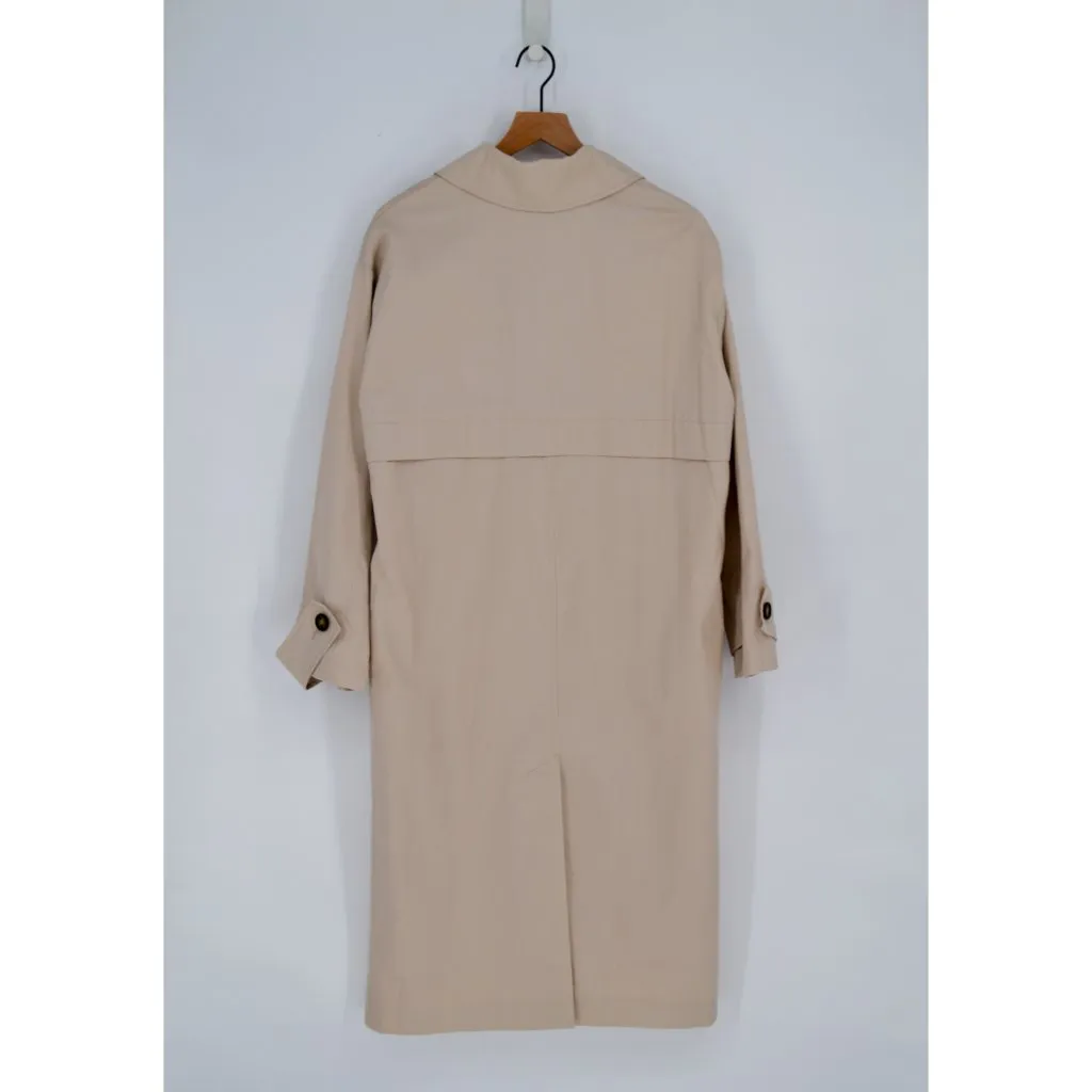 ASOS Design Longline Trench Coat Beige Women's 0 XS Cotton Twill Single Breasted - Image 2
