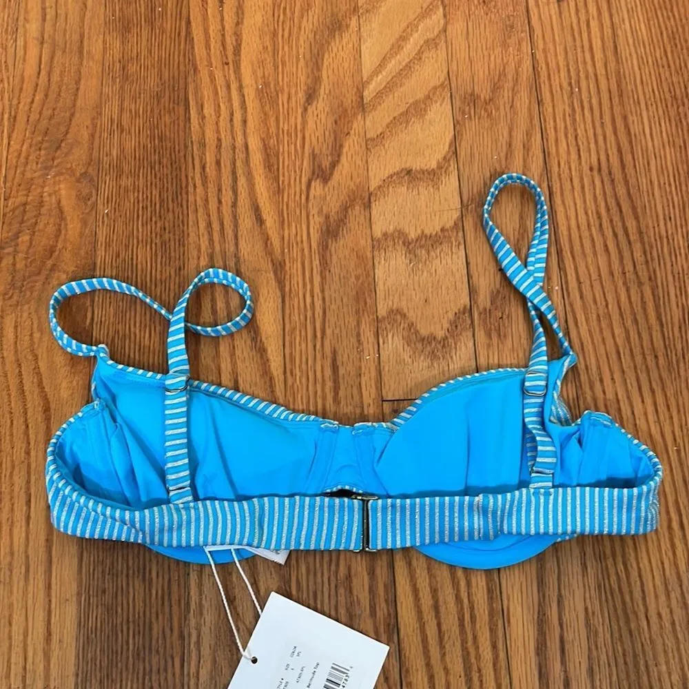 Andie x Mindy The Bermuda bikini top stripe splash Blue gold size small NWT - Image 4