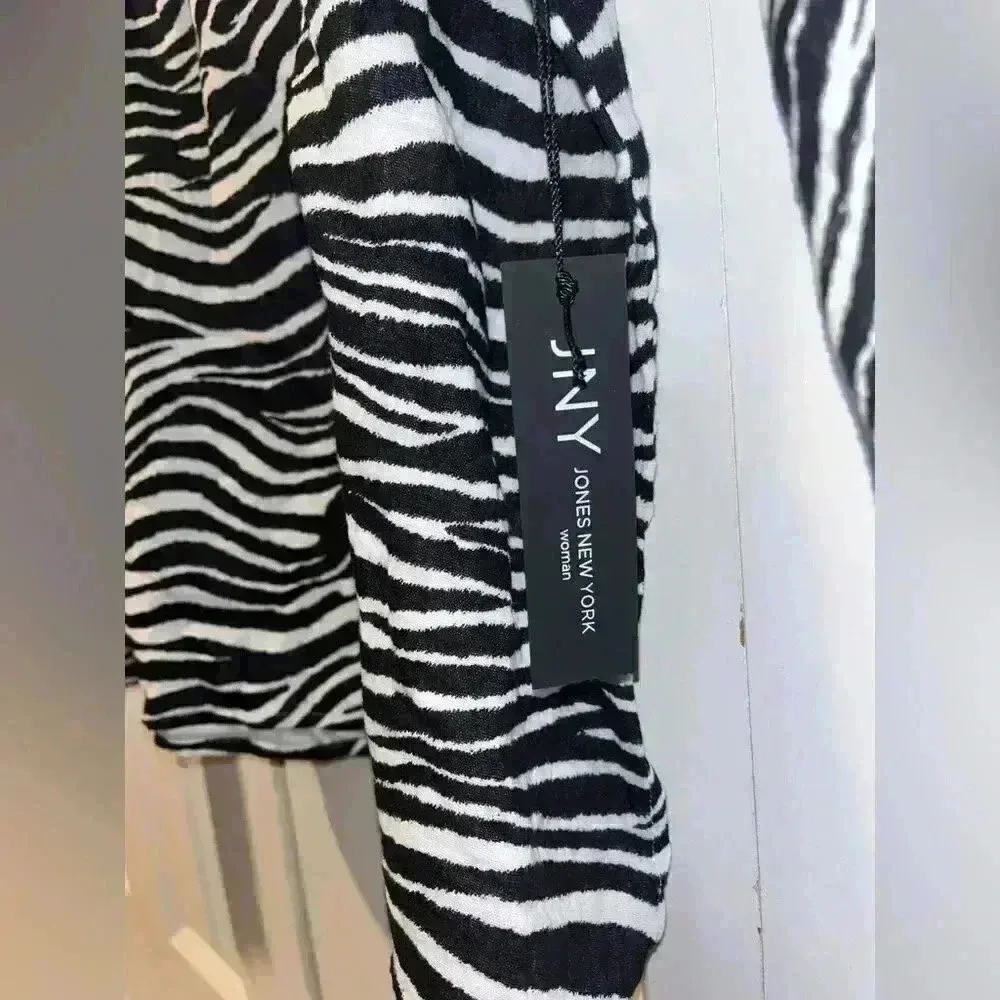 JNY New York Zebra Print Oversized Tunic Top Animal‎ Pattern Statement Piece A10 - Image 3