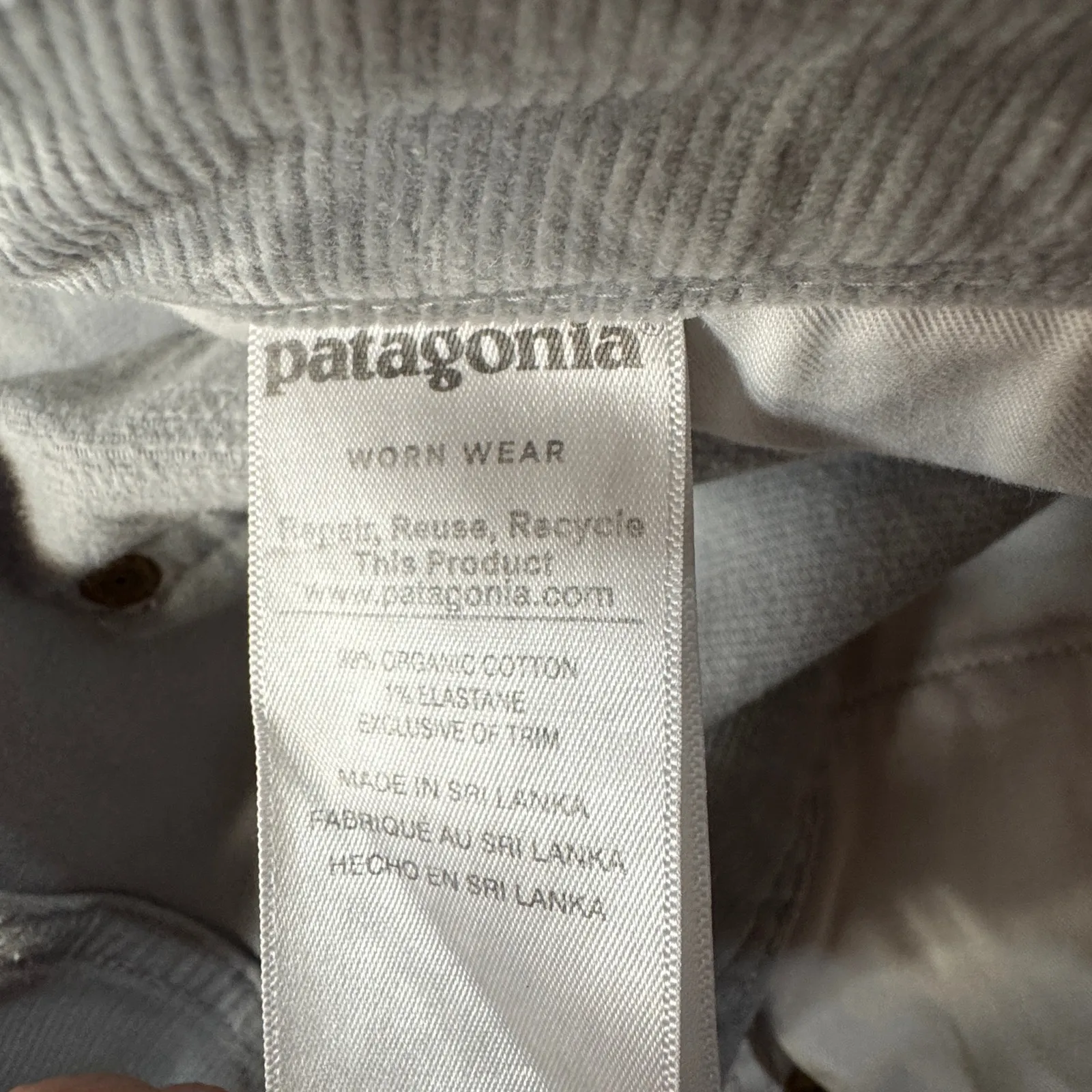 Patagonia SZ 28 Corduroy Pants Stretch Low-Rise Zip-Fly Organic Cotton Lt. Gray - Image 8