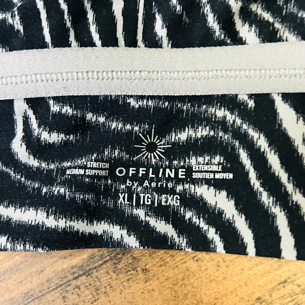 Aerie Offline Sports Bra Zebra Print Stretch Medium Support Extensible XL Yoga - Image 3