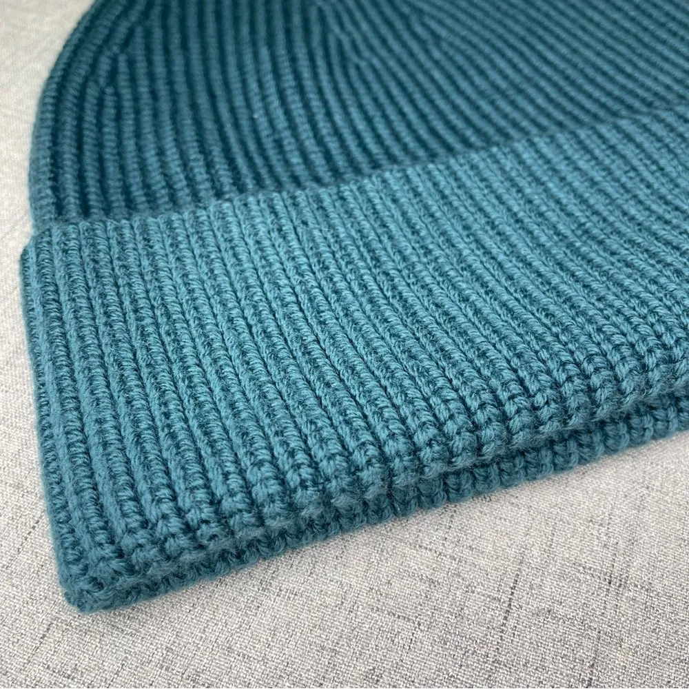 Ribbed Merino Wool Knit Beanie Winter Hat Green Jasper Nwt - Image 6