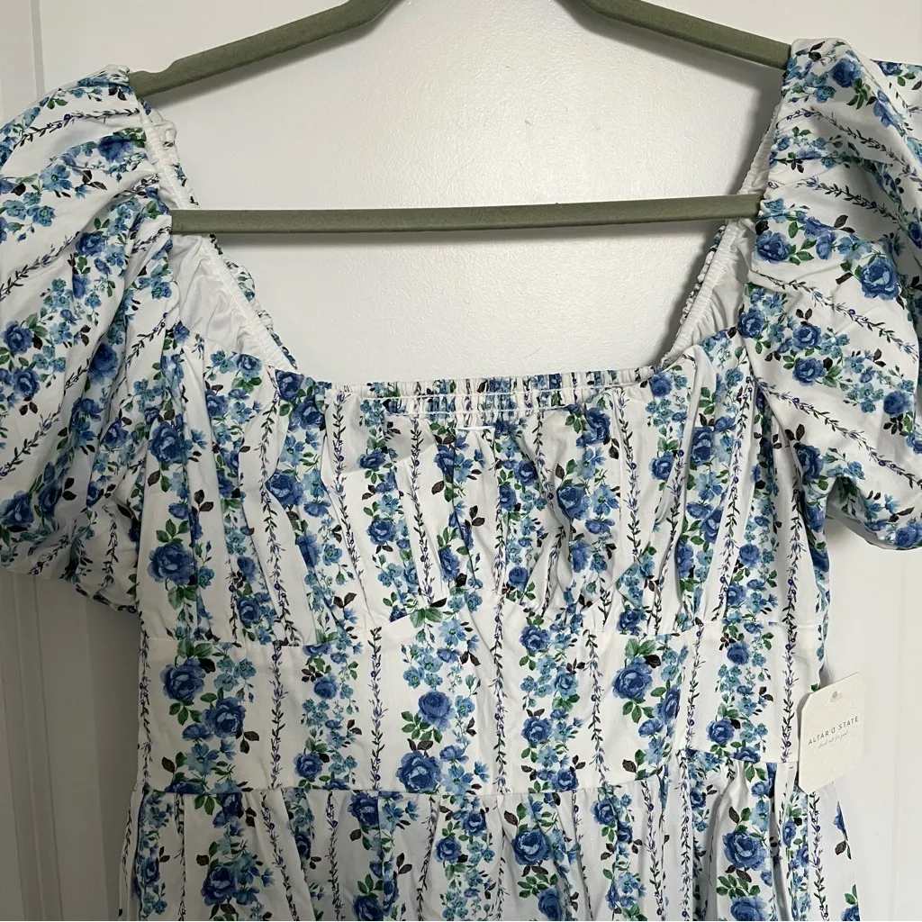 NEW Altar’d State Blue Floral Cotton Maxi Dress Size Large Available NWT - Image 6