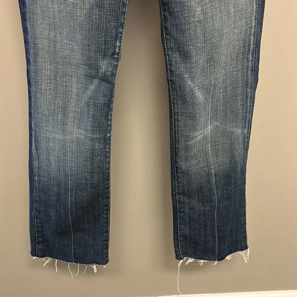 7 for all of Mankind Distressed and Frayed Boycut Button Fly Jeans- Size 27 - Image 10
