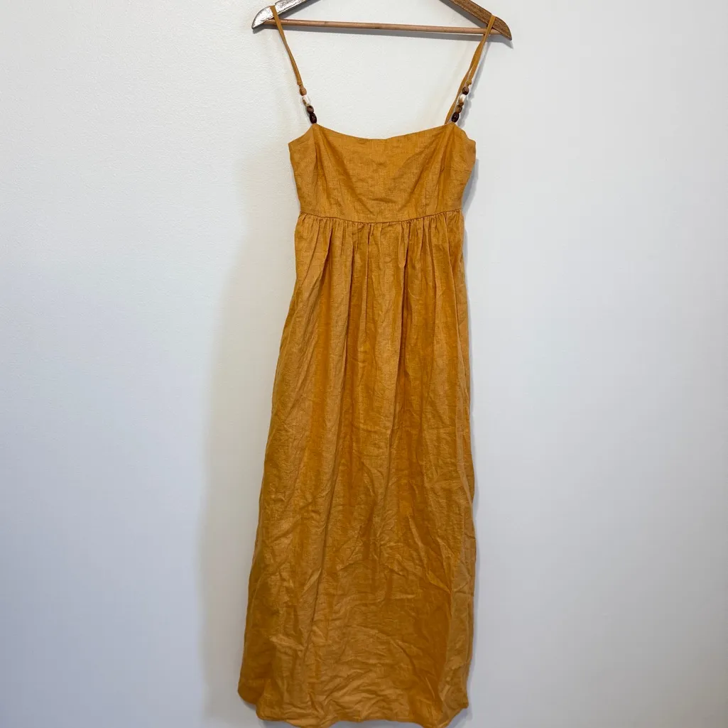 Abercrombie & Fitch Linen Maxi Dress Size Small Yellow Babydoll - Image 2