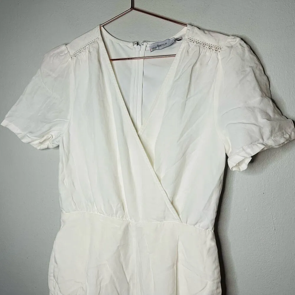 ANTHROPOLOGY GREYLIN White Jena Puff Sleeve Linen Cutout Jumpsuit Size Small - Image 4