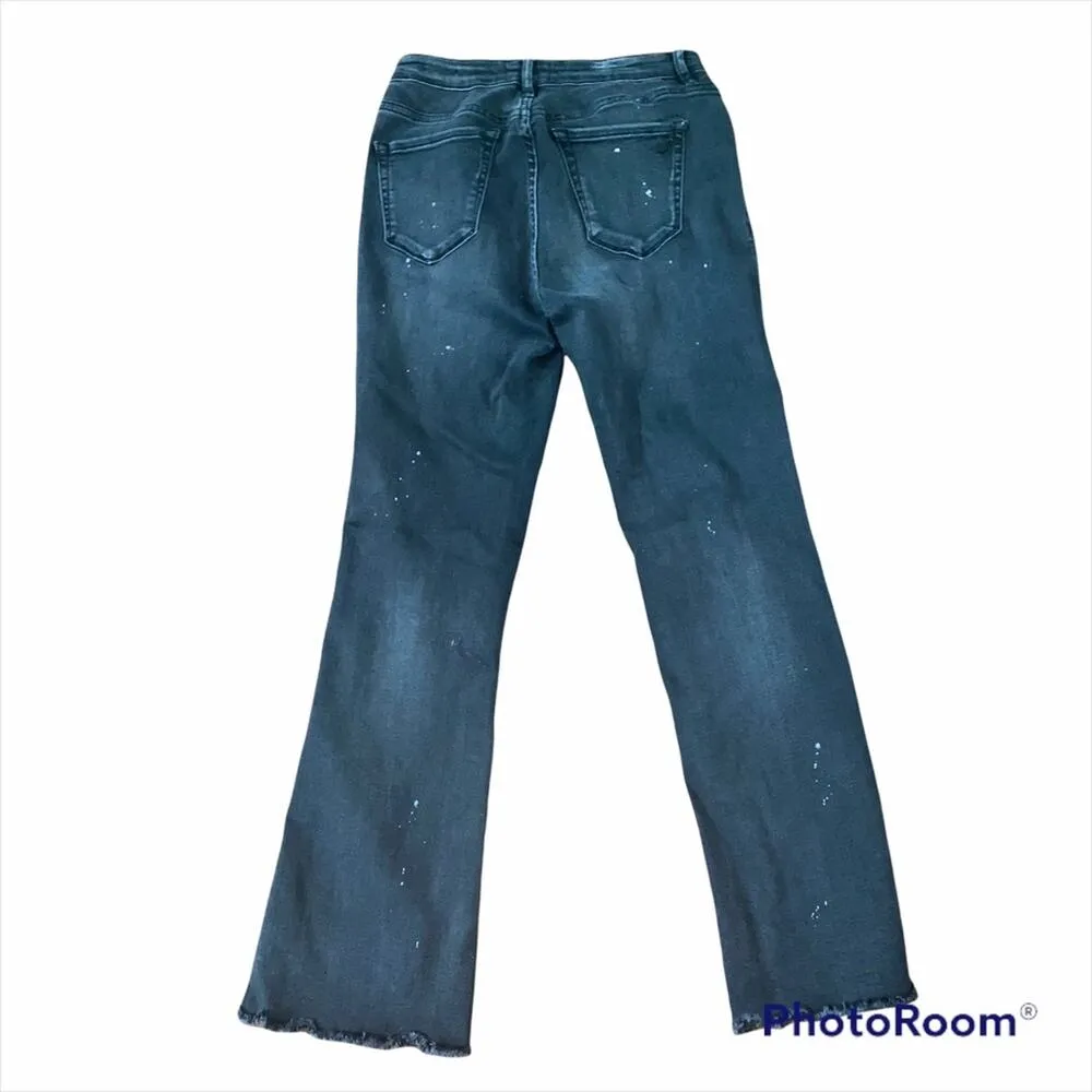 William Rast  cropped raw hem black jeans with white paint splatter design sz 28 - Image 7