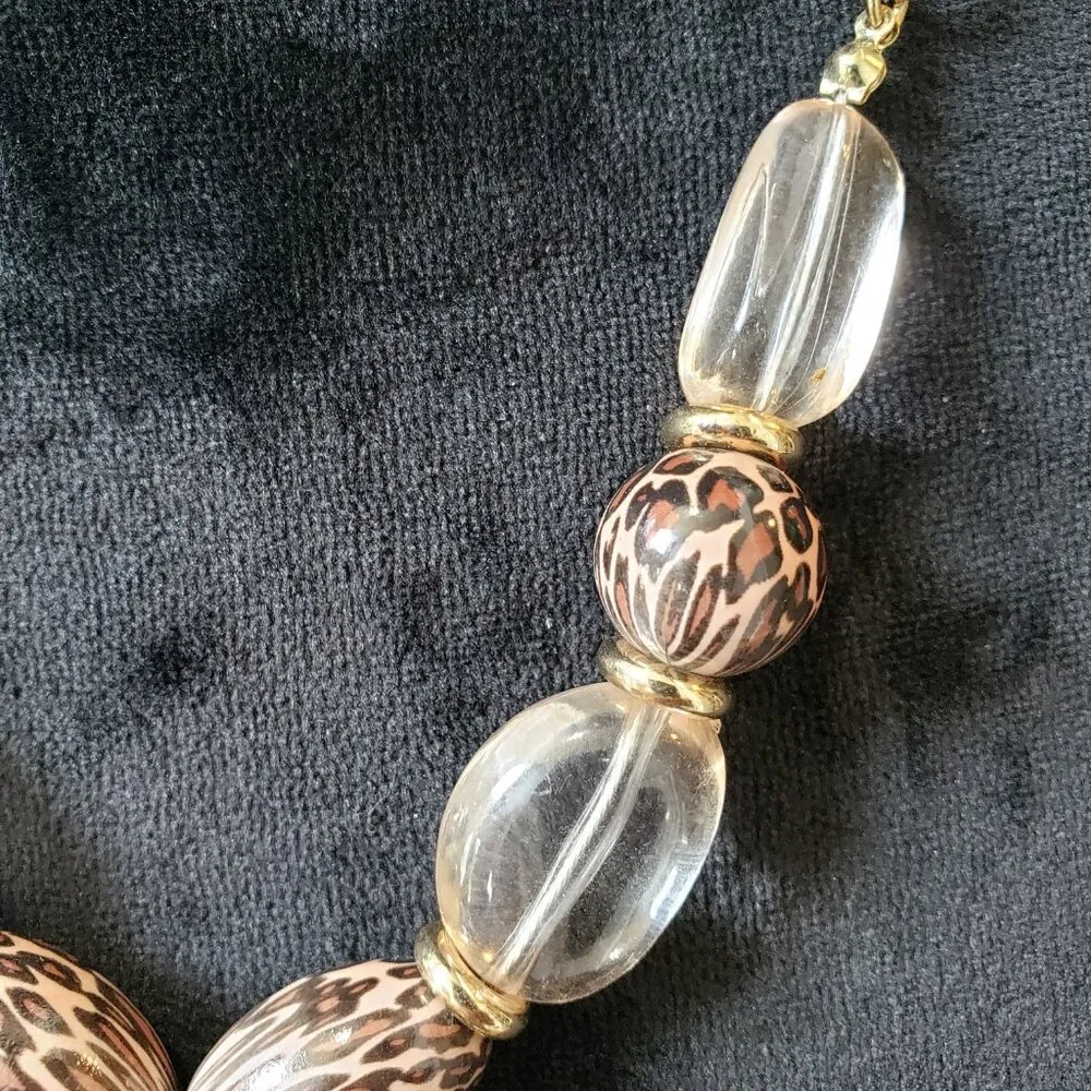 Womens Clear Crystal Beaded Gold Tone Disc Pendant Necklace with Lobster Clasp White - Image 4