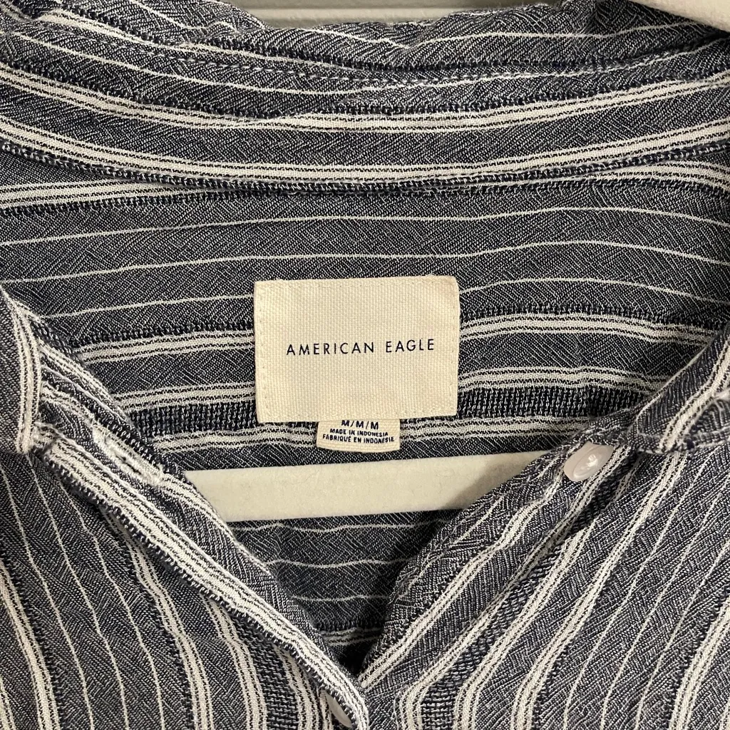 American Eagle Outfitters Blue Striped Button-Down Shirt - Image 2