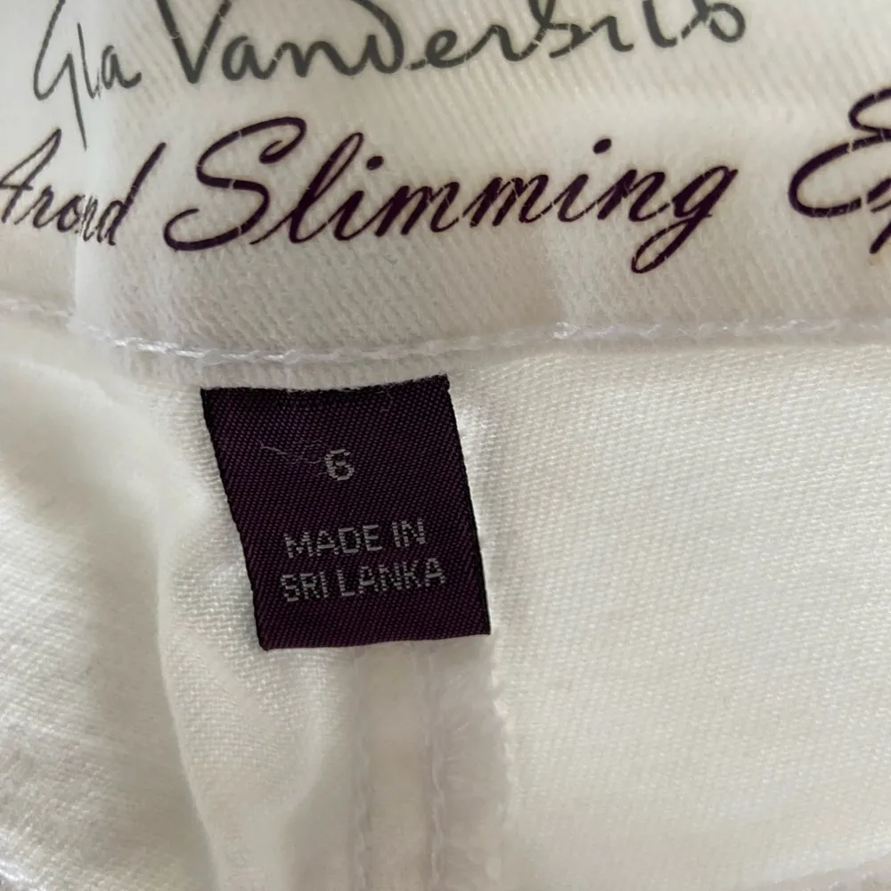 Gloria Vanderbilt Culottes White Denim Pleated Front High Rise Size 6 - Image 5