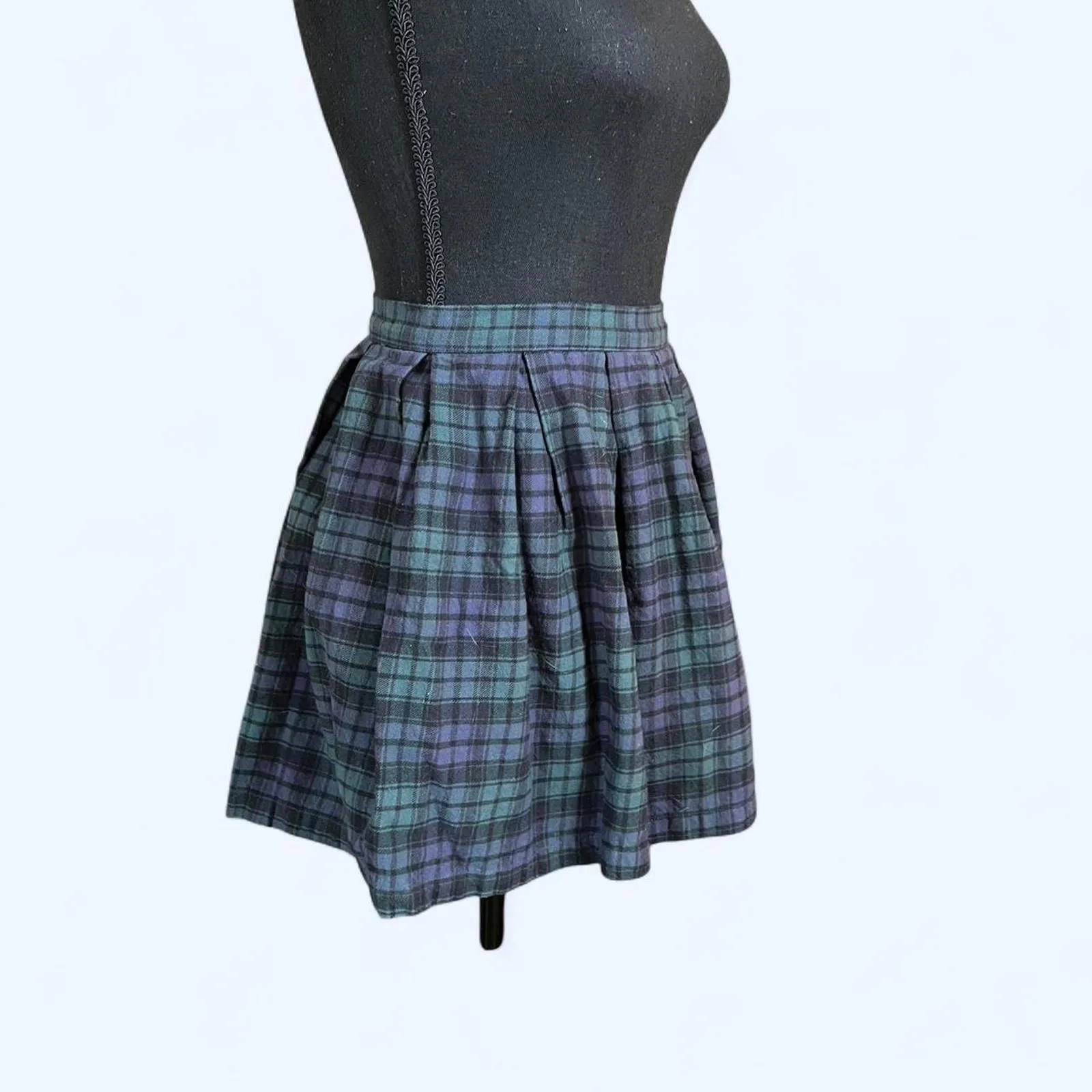 Delia's Vintage 2000s plaid pleated mini skirt Size XS Green - Image 2