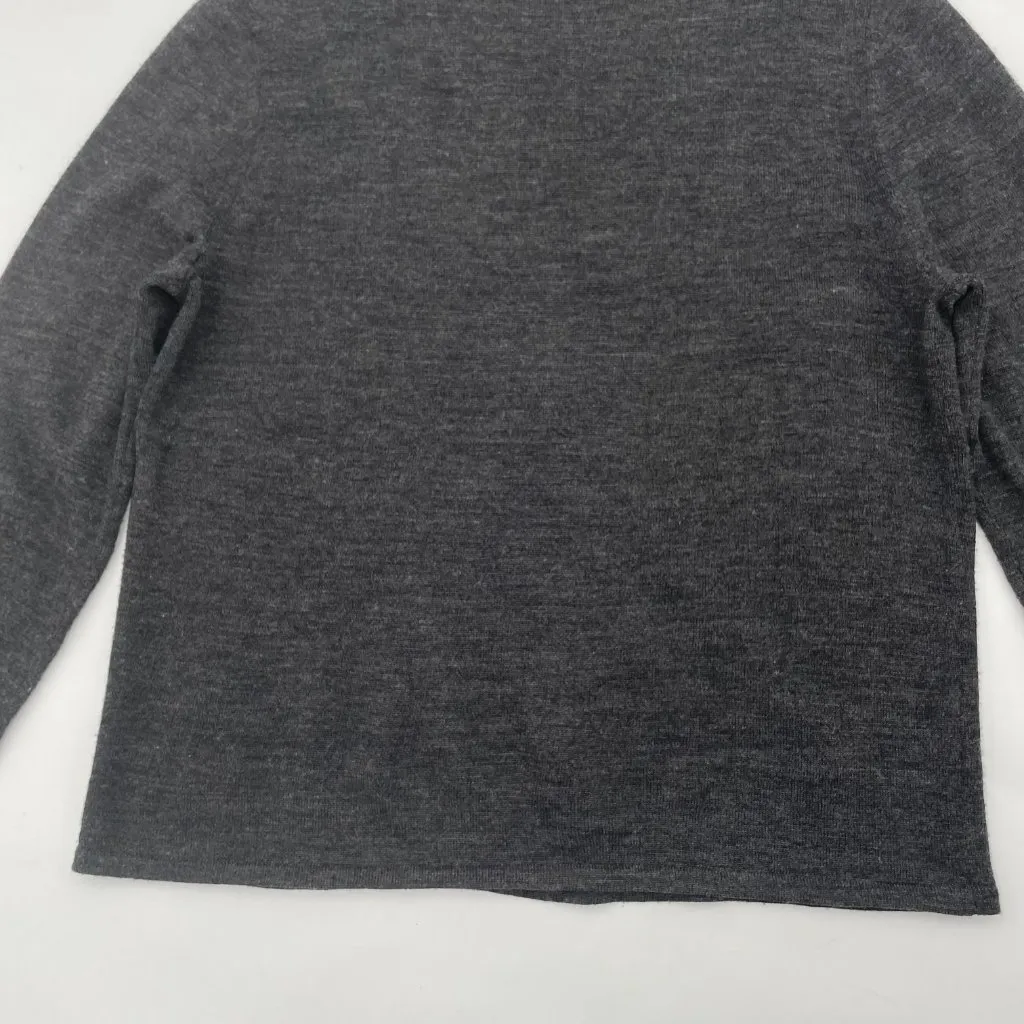 Vintage 90s Sweater Ribbon Embroidery Roses Floral Gray Acrylic Wool Women Large - Image 6