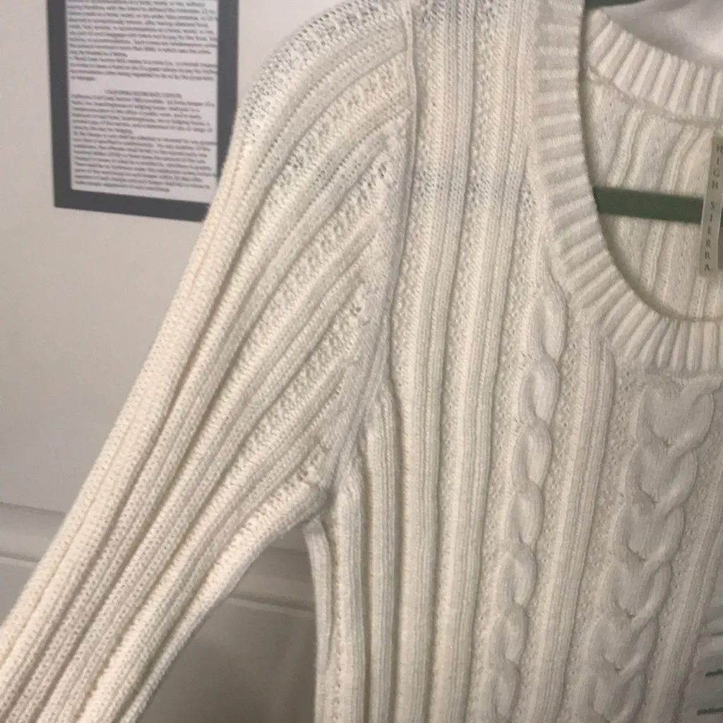 High Sierra cable knit cream light weight sweater M - Image 4