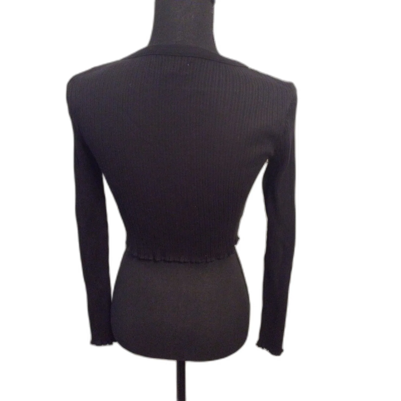 Aeropostale Black Long Sleeve Ribbed Cropped Top Womens Large L - Image 2
