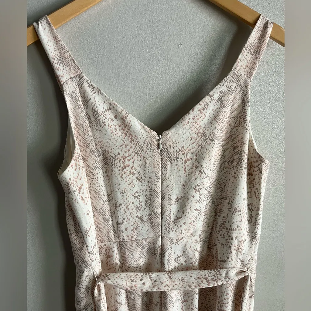 LOFT snakeskin print beige pink wide leg jumpsuit preppy chic - Image 8