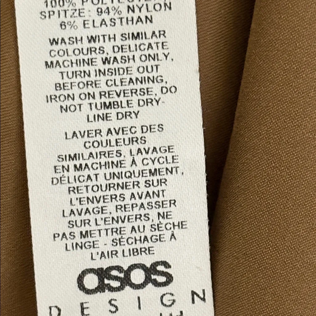 ASOS DESIGN satin cami strap black lace detail mini dress in brown Size 12 - Image 11