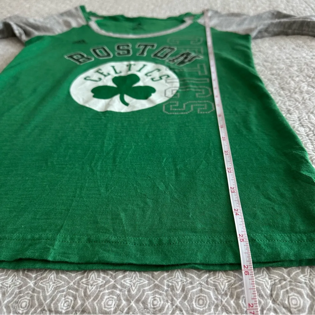 Adidas Boston Celtics Women’s Raglan Fitted Long Sleeve Tee Green Gray Size M - Image 6