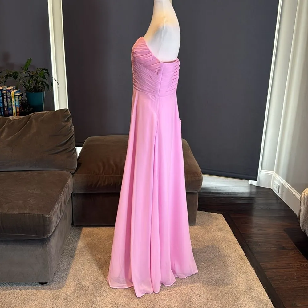 Women’s Sleeveless Pink Chiffon Bridesmaid Prom Party Dress Corset Back Size 14 - Image 6
