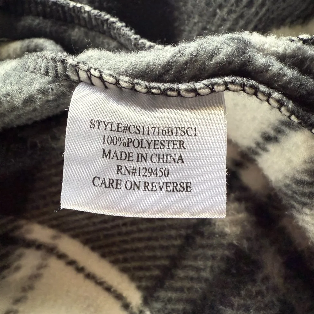 Como Vintage black and white plaid flannel long sleeve collared shirt shacket S - Image 9