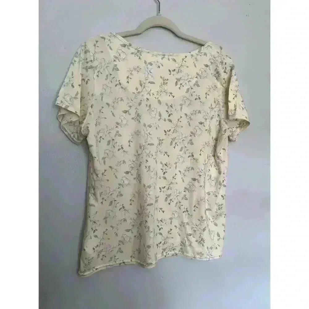Cottagecore Prairie Floralcore VTG Laura Ashley Floral Lace Pajamas Yellow L - Image 3