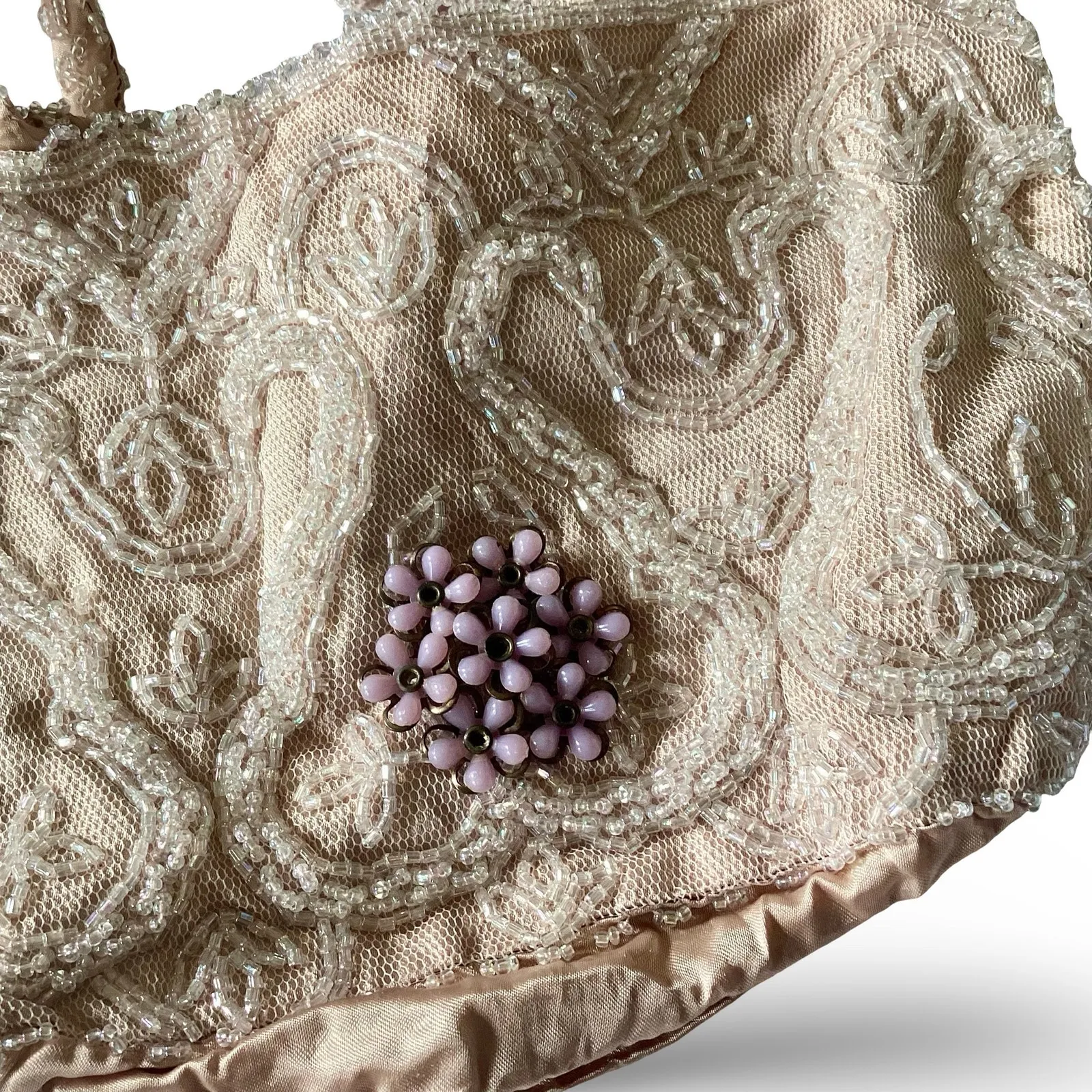 Small Beaded Purse White - Image 3