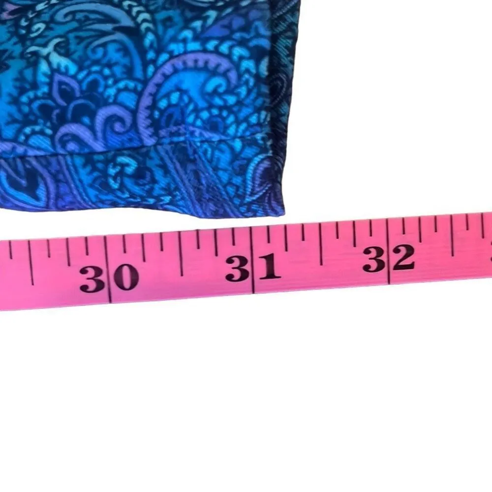 Renfrew Vintage Blue Purple Paisley High Rise Straight Leg Flat Front Pants Sz 6 Blue - Image 11