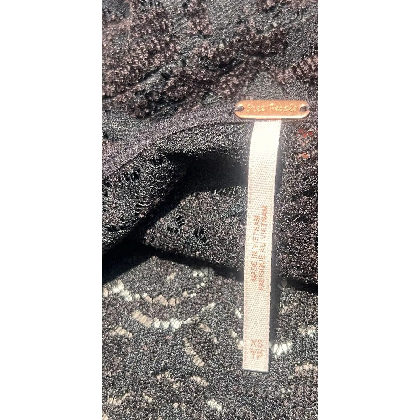 Free People Lace Peplum Top Black Floral Scoop Neck Size XS Romantic Goth Whimsy - Image 5