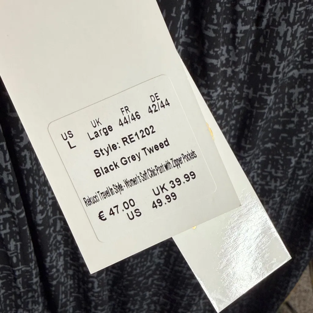 Rekucci Travel in Style Soft Chic Pant with Zipper Pockets Black/Grey Tweed - Image 5