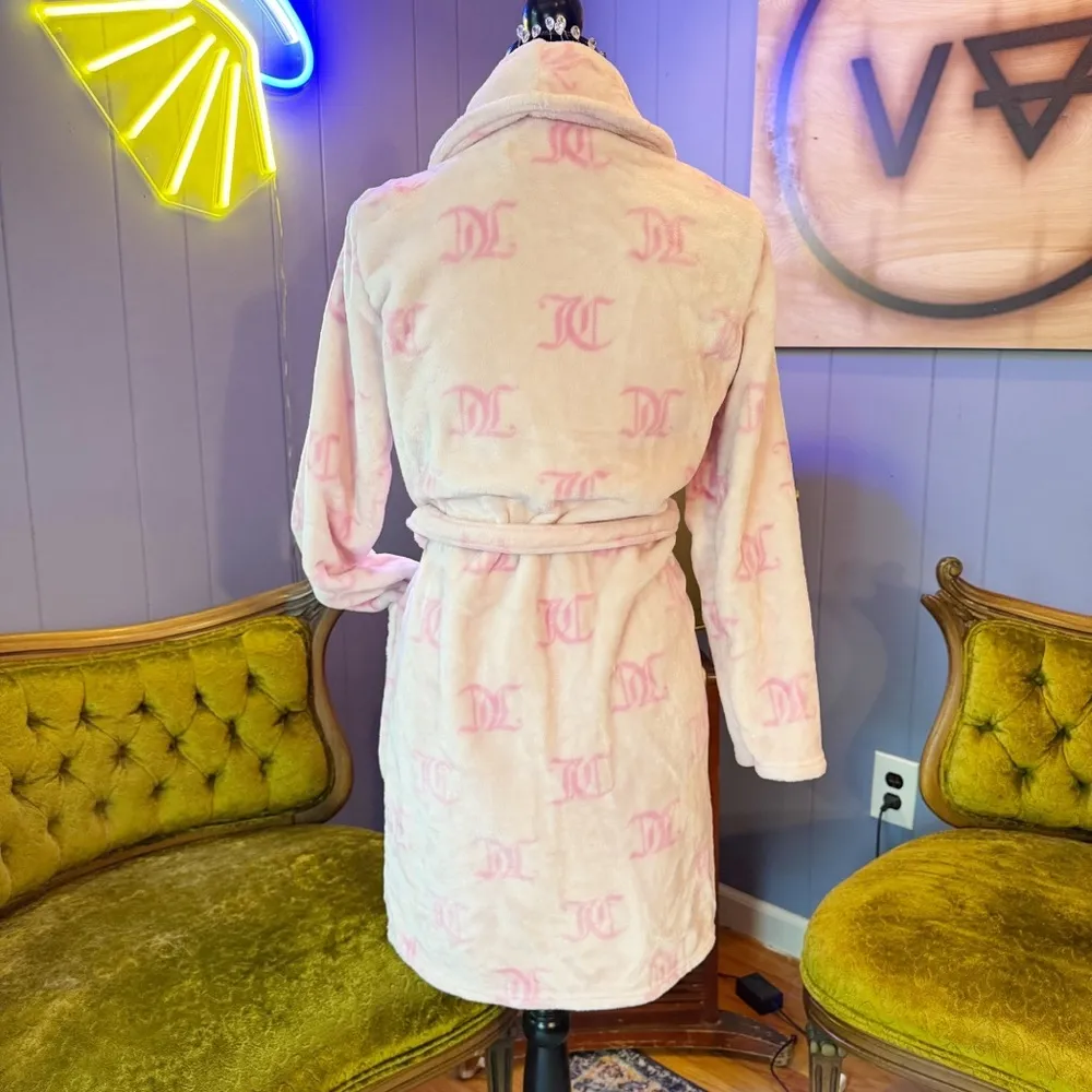 Y2K Juicy Couture Pink Logo Plush Robe Size S/M - Image 4
