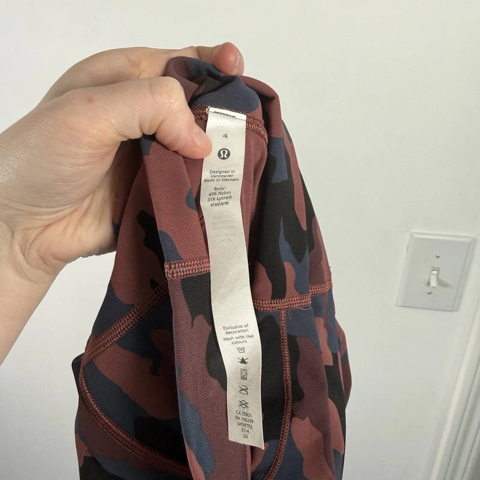 Lululemon Wunder Under High Rise Tights 28" Camo Smoky Red Gym Workout Womens 4 - Image 7