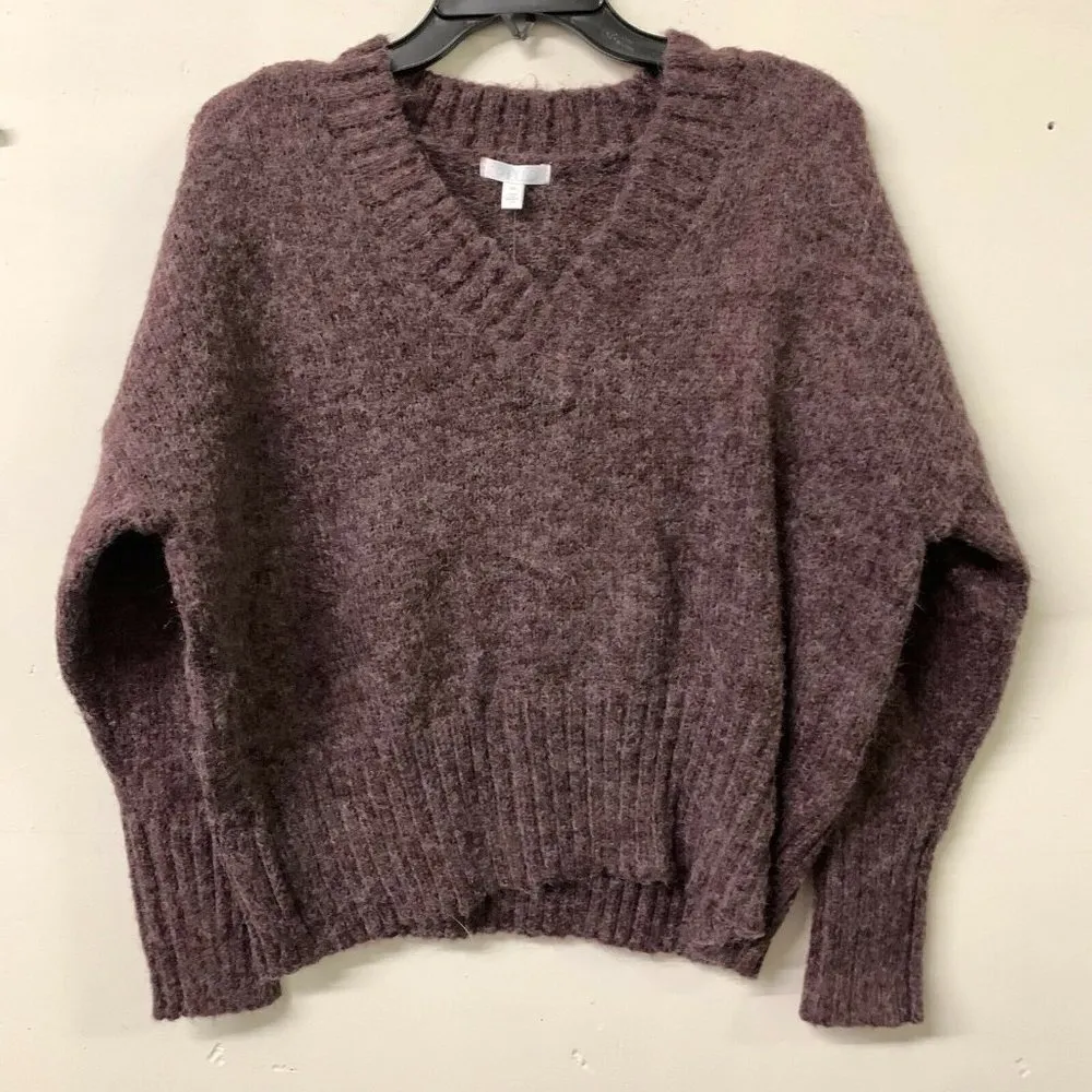 ABOUND Womens Burgundy Stem V Neck Pullover Long Sleeve Sweater - Image 2