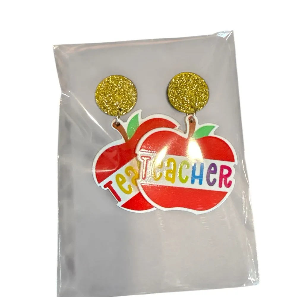 3/$20 Colorful Teacher Apple Earrings - Image 7