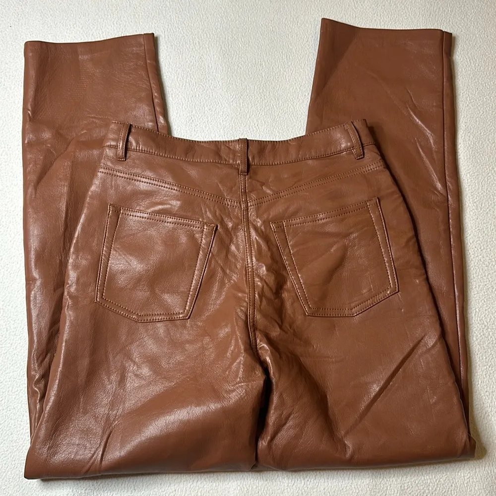 Aritzia Wilfred Vegan Leather Melina Straight Leg Pant in Brown - Image 8
