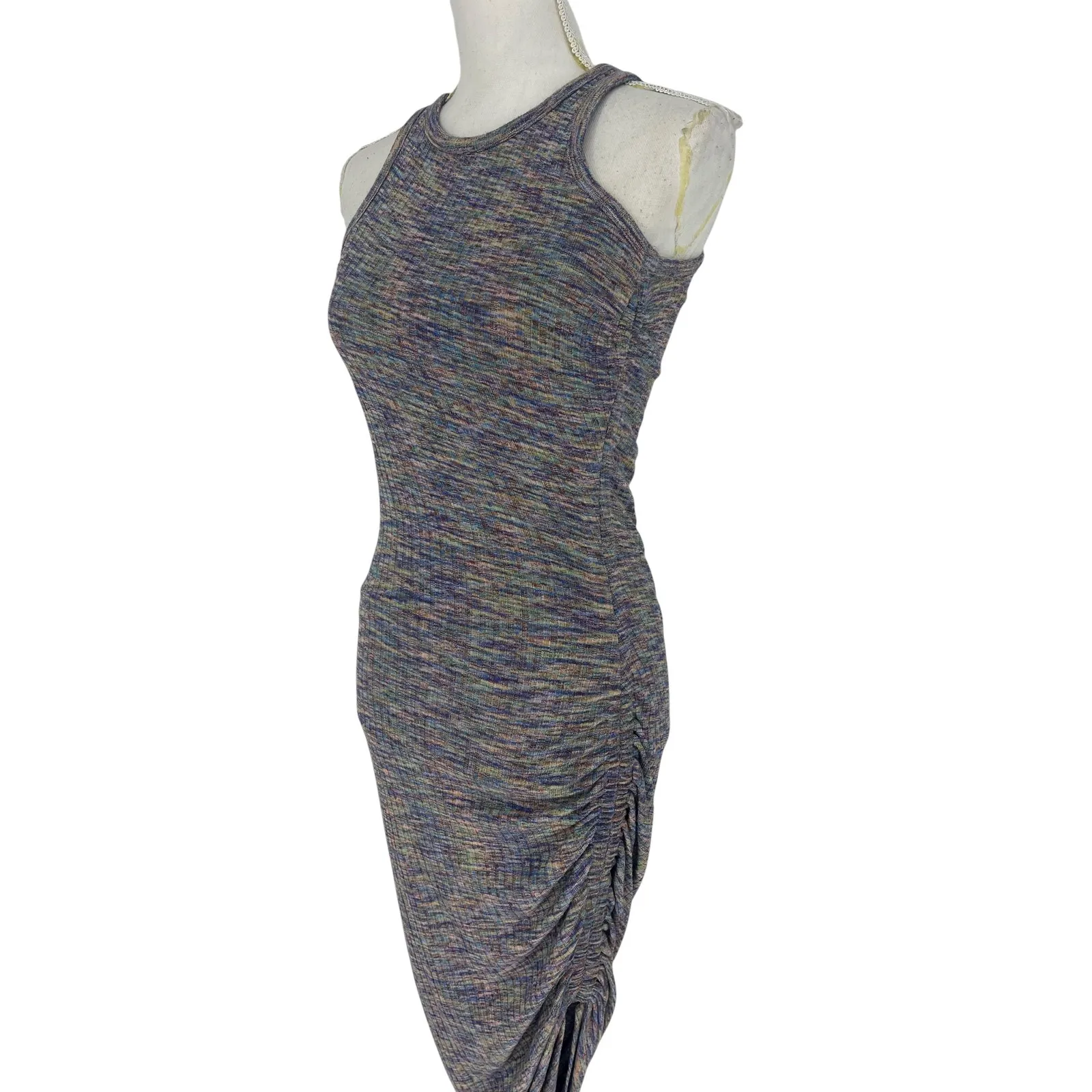Veronica Beard Haylee Rib-Knit Ruched Midi-Dress Multicolored - Image 6