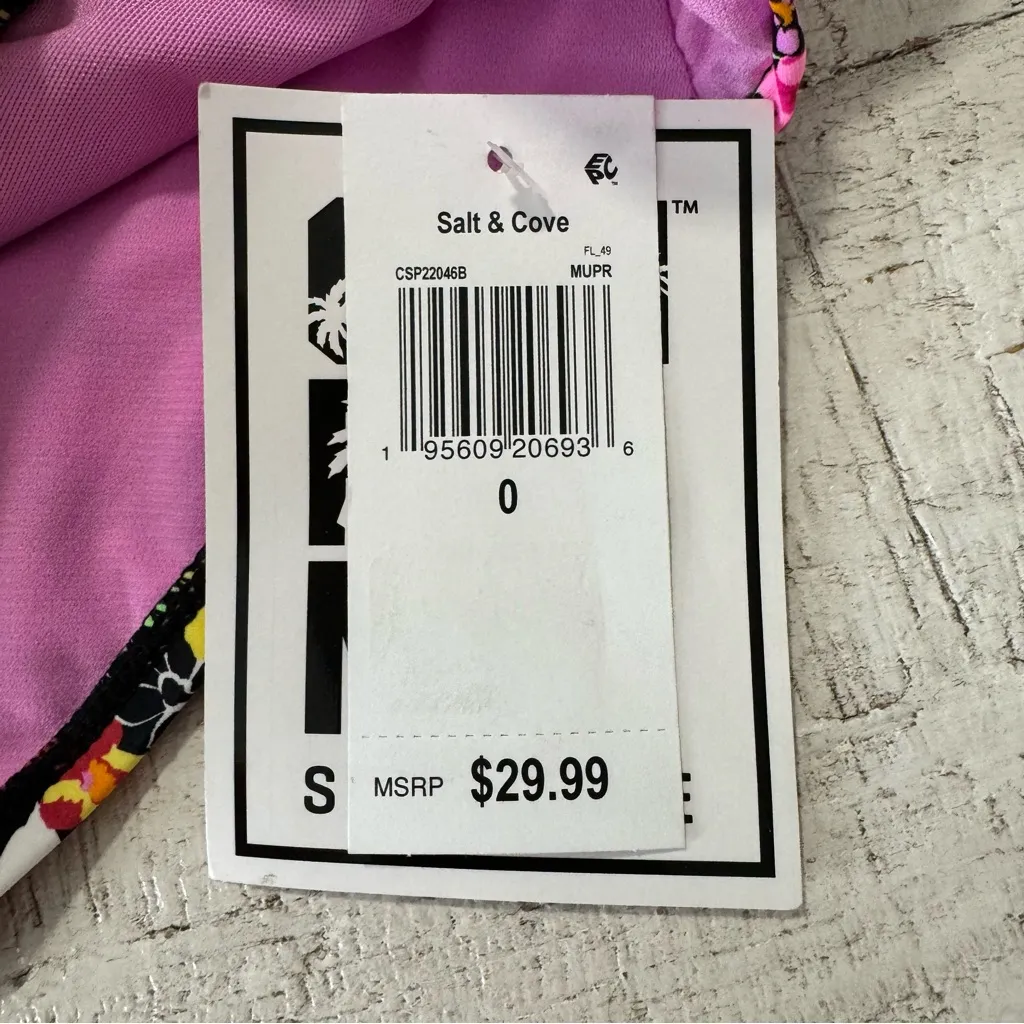 California‎ Sunshine Floral Bikini Bottoms NWT size 0X Ruched Sides Black - Image 3