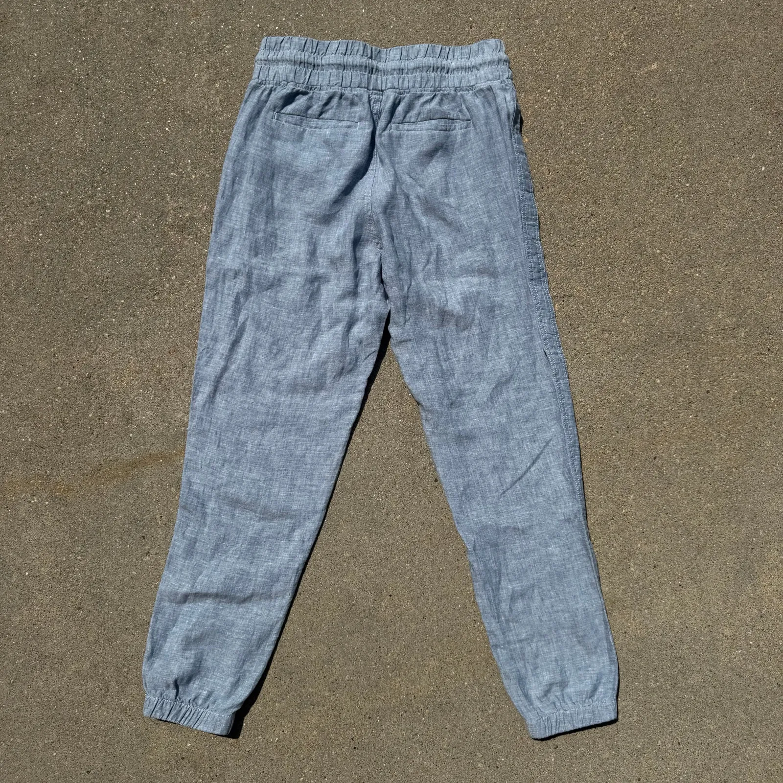 Athleta 530642 Cabo Linen Jogger Chambray Blue Pull On Drawstring Pants Size 4 - Image 3