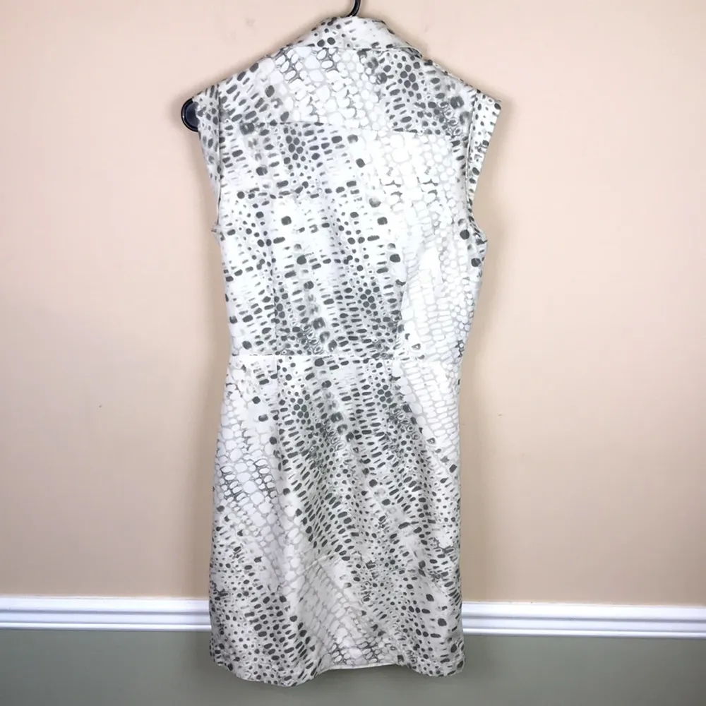 Women’s Reptile Print Faux Wrap Lapel Sleeveless Sheath Dress - Image 8