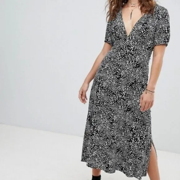 Free People Looking‎ For Love Black White Midi Dress Size 4 Boho Festival - Image 3