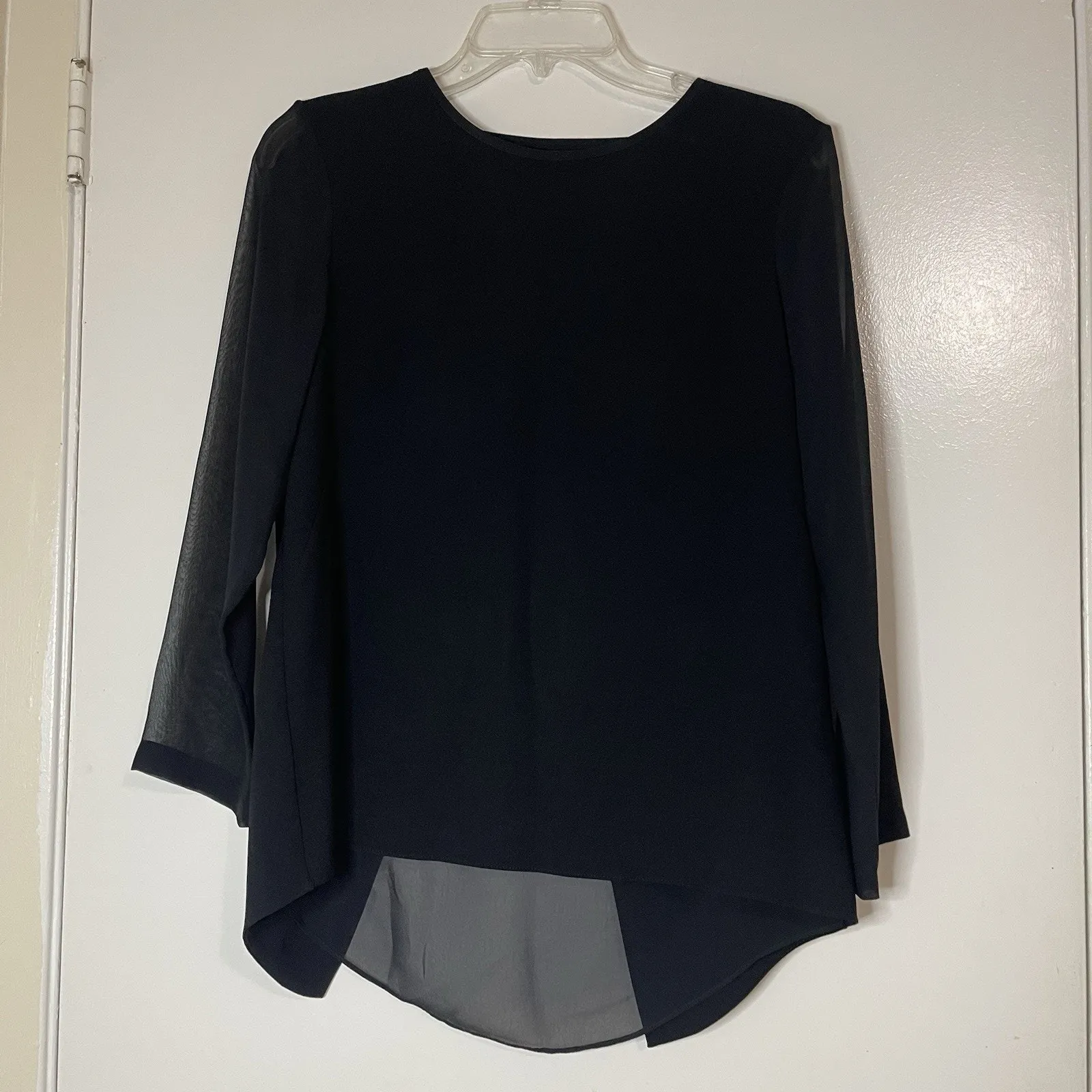 Rag & Bone Blouse Black Chiffon Split Back Sheer Sleeves top Small - Image 6