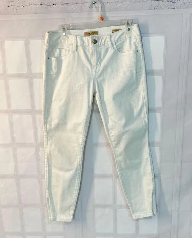 Guess Brittney White Skinny Cropped Ankle Zip Jeans Size 29 - Image 4