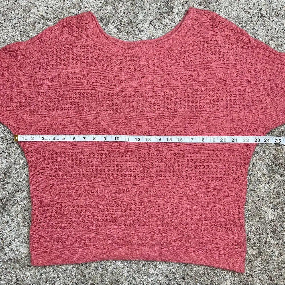 Mauve Pink Mixed Open Knit Long Sleeve Sweater Medium - Image 8