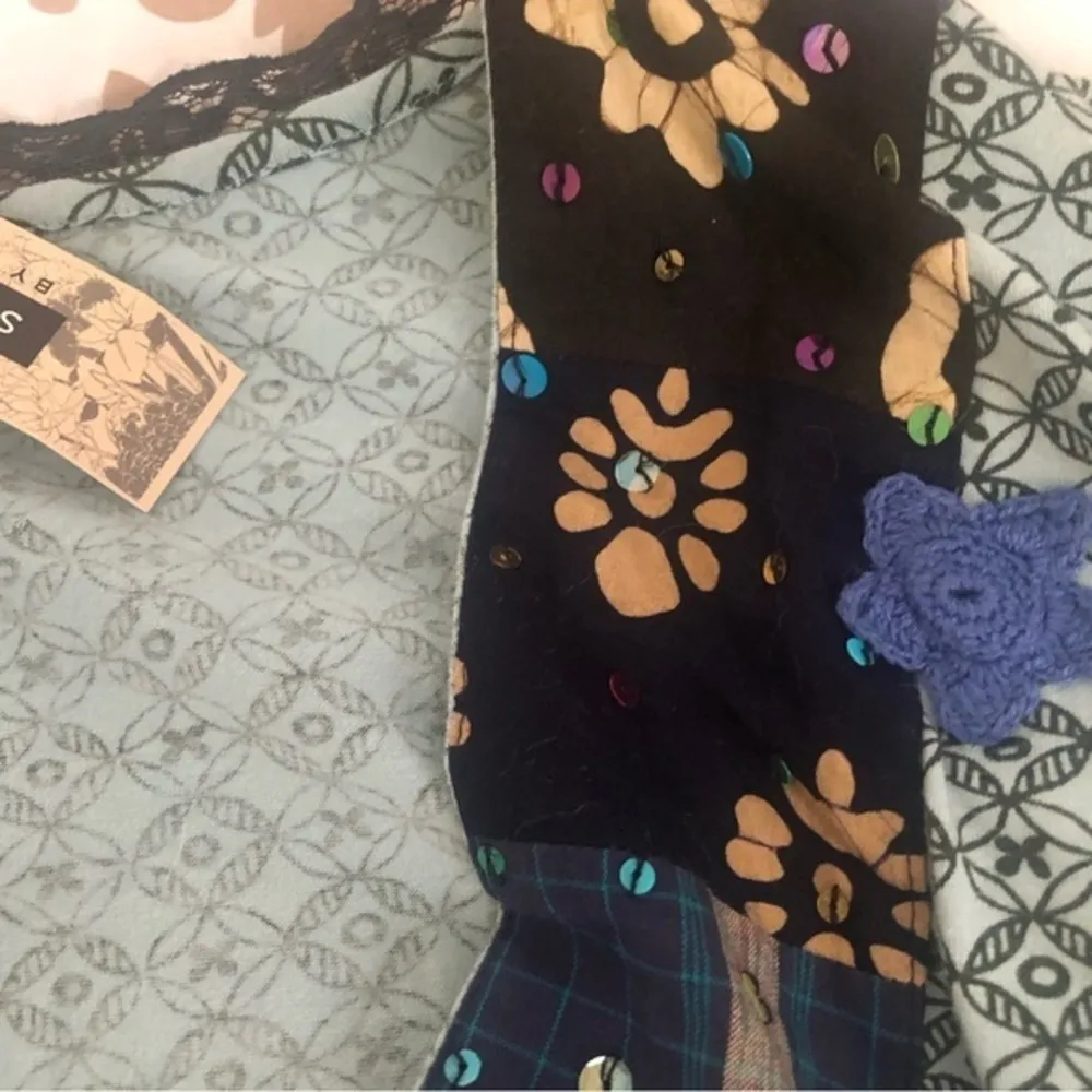 💙SALE 3/$25 SOMA BY CHICOS ANASTASIA PELA KIMONO PATCHWORK CROSSOVER TOP BLUE - Image 5