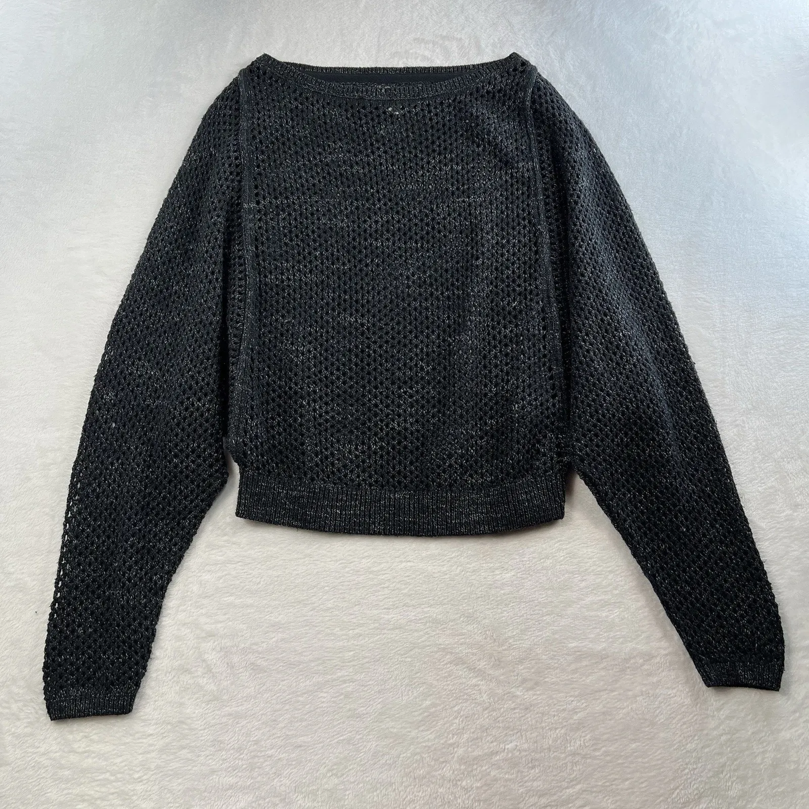 Anthropologie Pilcro Open Stitch Crew Neck Sweater Gray Slouchy Oversized Knit - Image 5