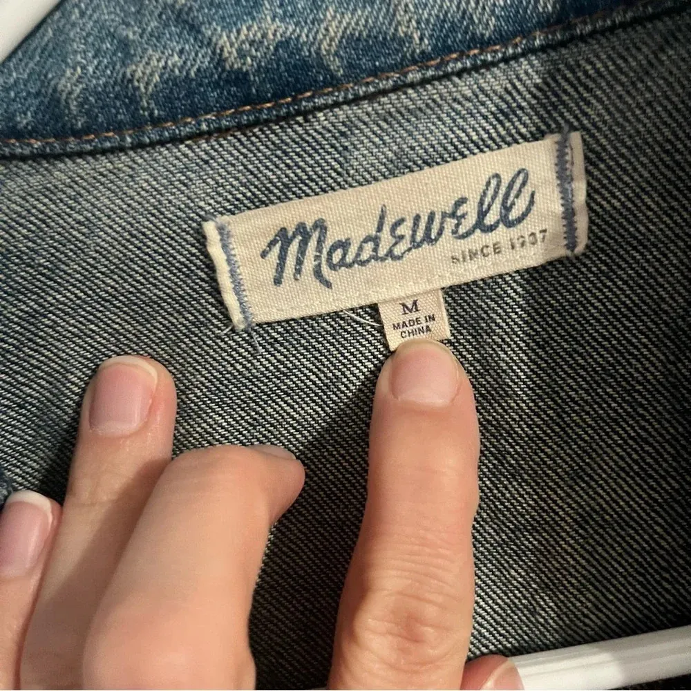 Madewell Jacket S Ellery Wash Blue Distressed Medium - Image 2
