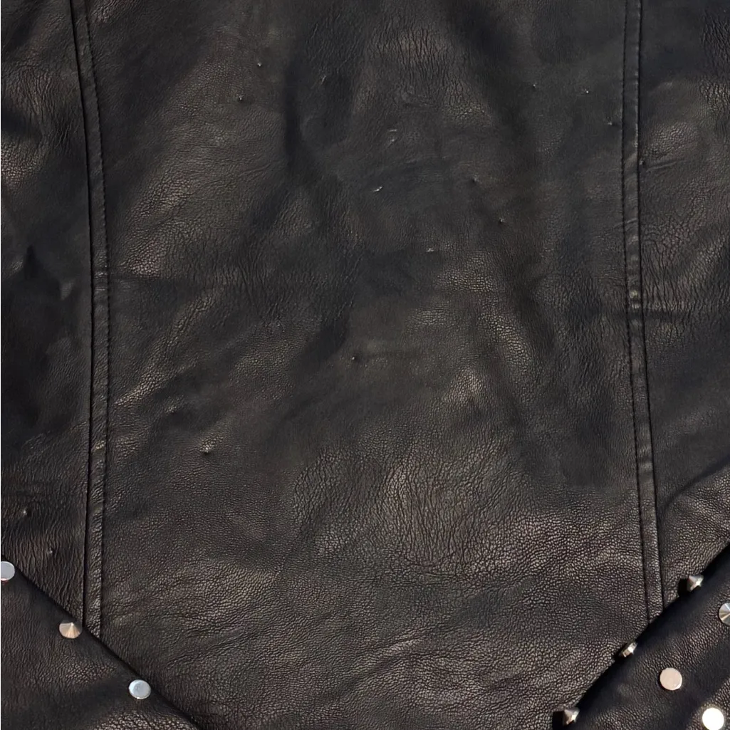 Love tree Studded Black faux Leather Jacket size medium women’s - Image 12