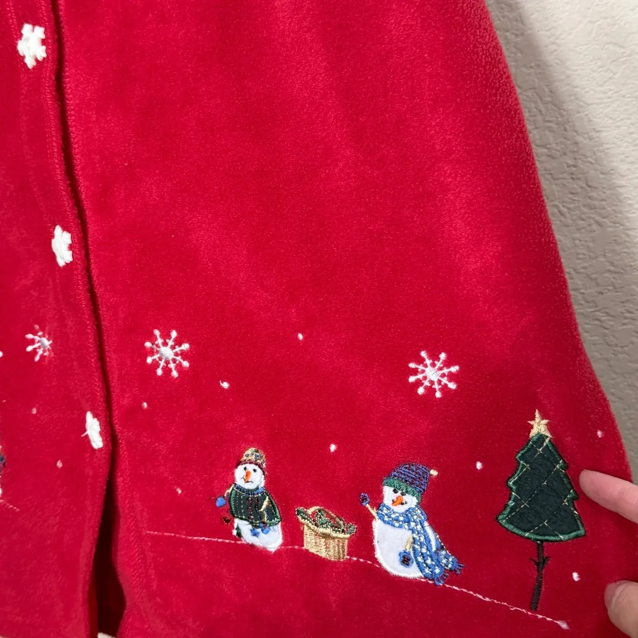 Premier International Ladies Plus Red Fleece Christmas Snowman Tree Cardigan XL - Image 2