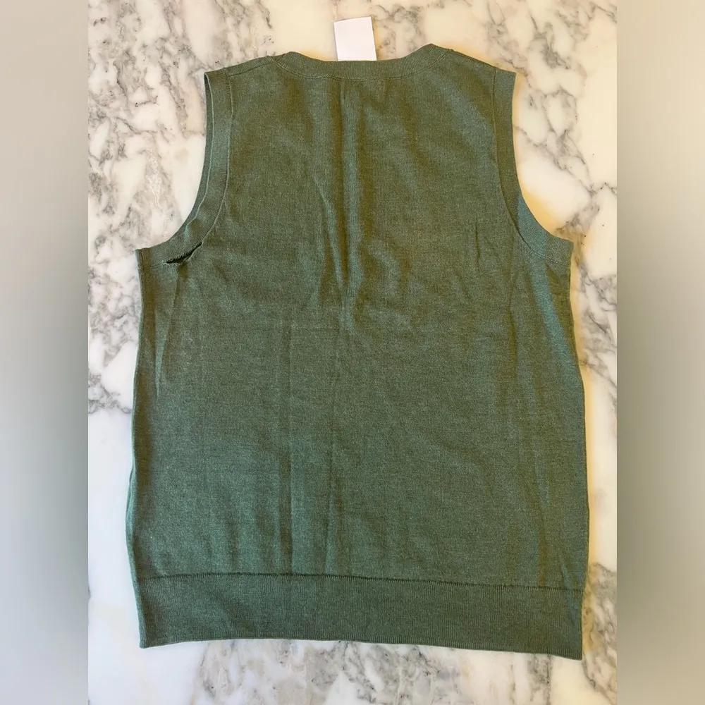 NWT J. Crew Jackie Shell Cotton Sweater Vest Green XS needs two seams repair - Image 4