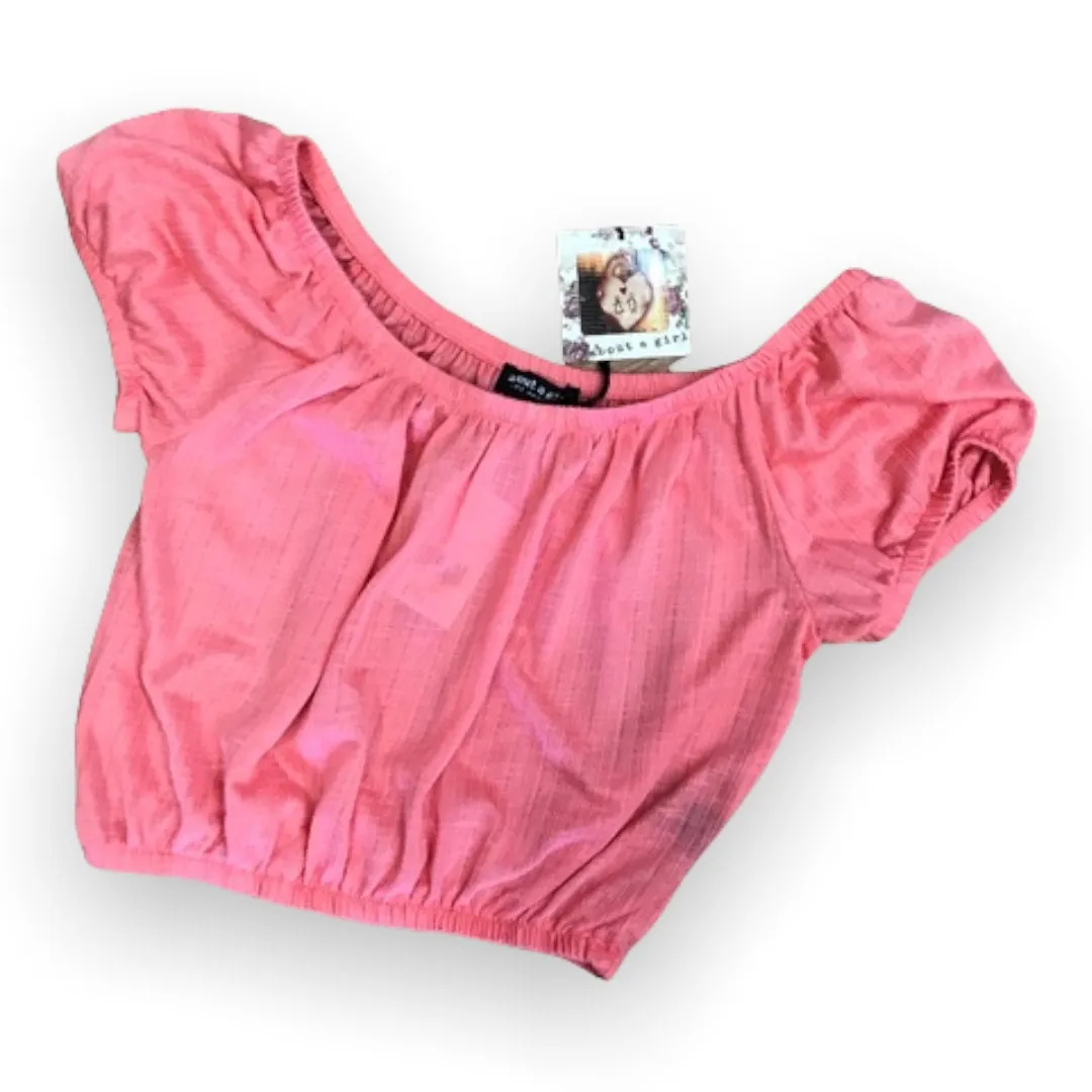 About a Girl XS Peach Salmon Off Shoulder Crop Top NEW NWT‎ Coral - Image 2