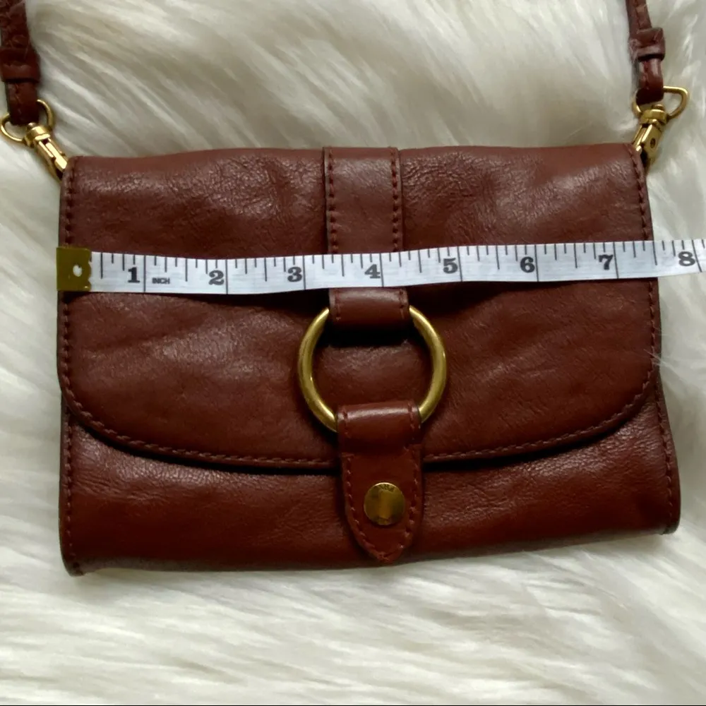 FRYE Ring Crossbody Purse Handbag Brown Leather - Image 8