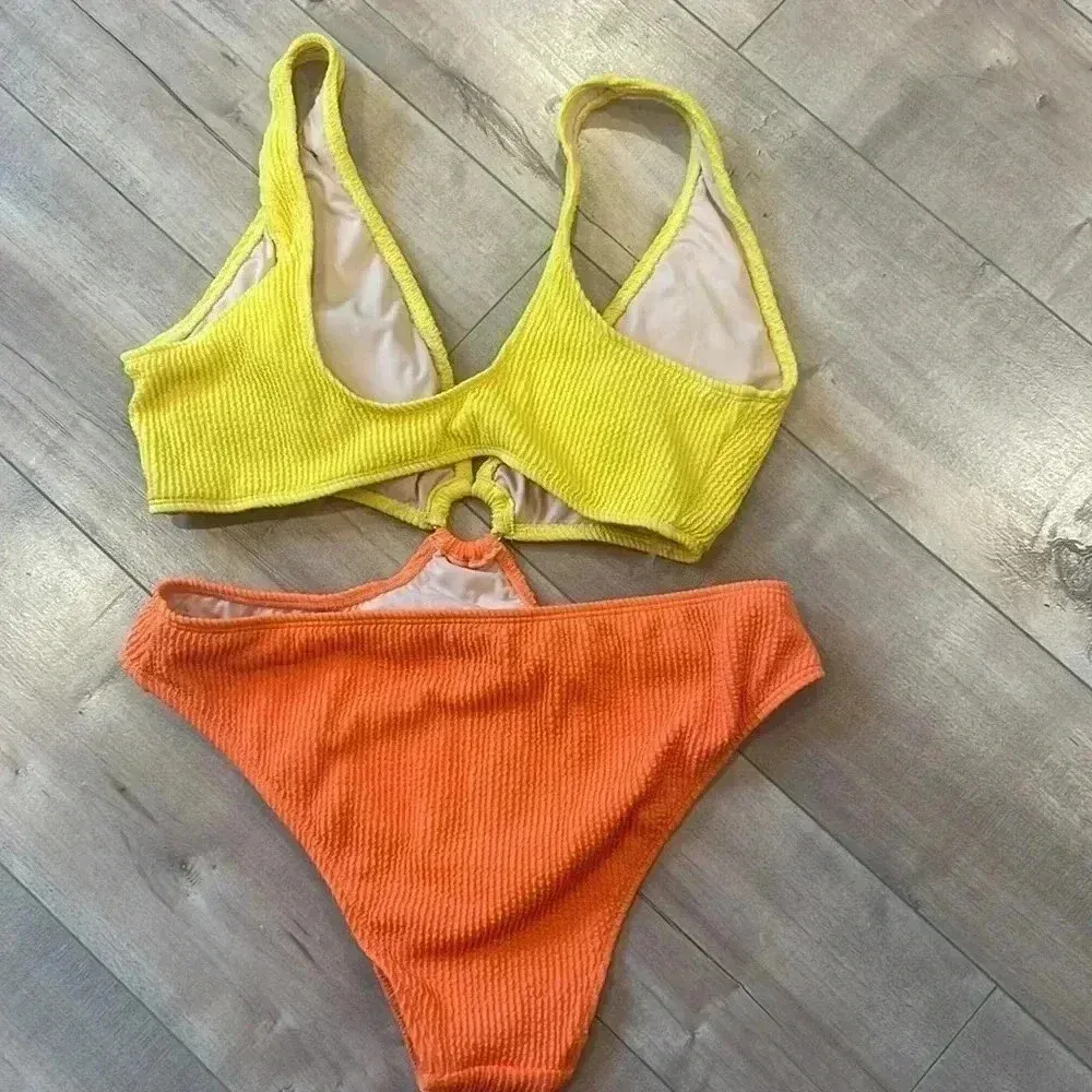 4/$25 NEW Cotton On Cut Out Ring One Piece Brazilian Swim Suit Sz L 🍋🍊 - Image 7